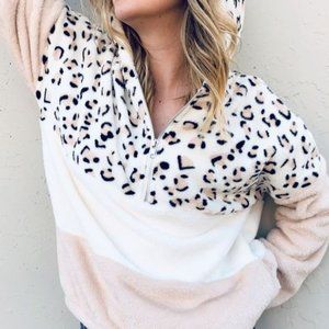 Leopard Print Fleece Hoodie